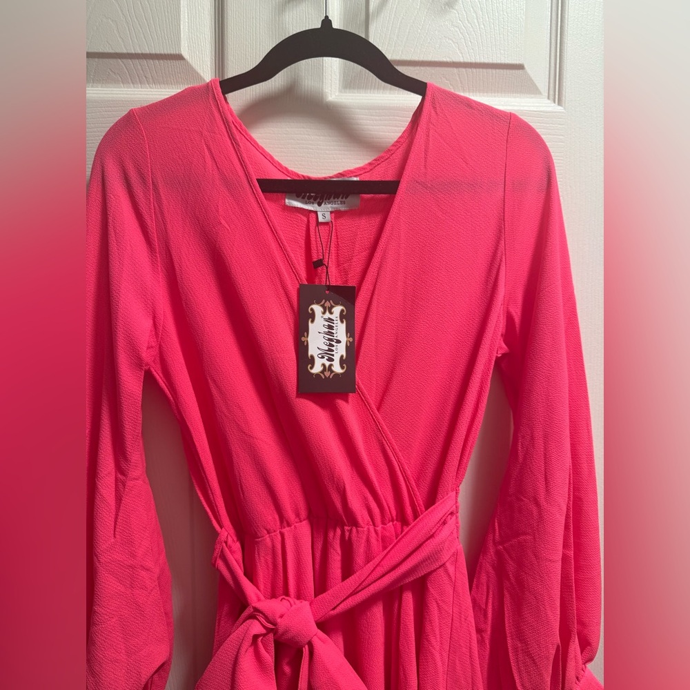 Meghan LA - Lilypad Midi Dress - Neon Pink - NWT - Size S - Picture 5 of 11